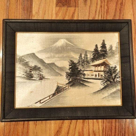 Japanese | Art | Vintage Handmade Mt Fuji Japanese Silk Thread Art ...